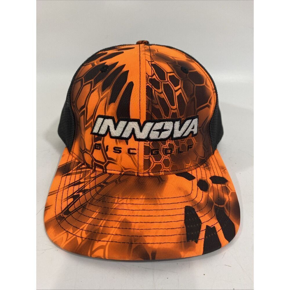 Richardson Innova Disc Golf SnapBack Trucker Hat Graphic Neon Orange READ